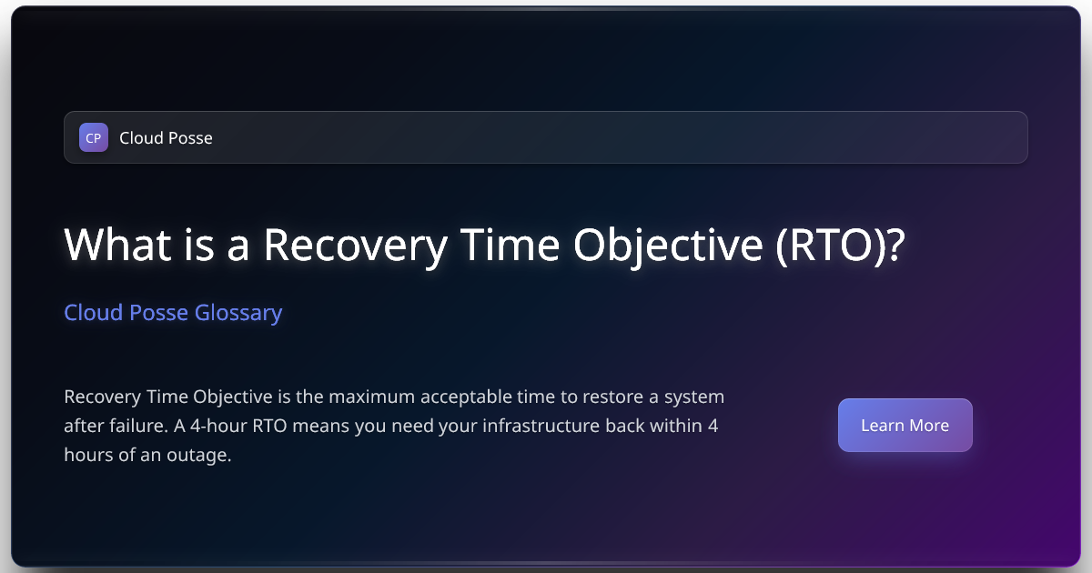 What is a Recovery Time Objective (RTO)? | Cloud Posse Glossary