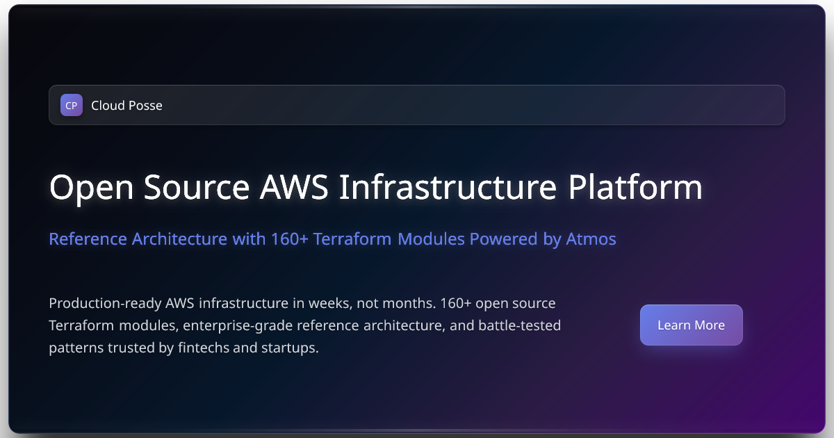 Open Source AWS Infrastructure Platform | Cloud Posse